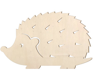 Display 2D "Igel gross" natur, MDF 3mm, B 32 x H 20cm, mit Aufsteller