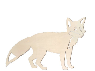 Display 2D "Fuchs klein" natur, MDF 3mm, B 42.5 x H 28cm, mit Aufsteller