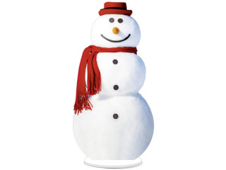 Schneemann mit Schal 2D gross weiss/rot, B 38 x H 74cm