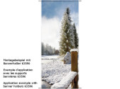 Textilbanner Wintertanne am See, 75x180cm, weiss/blau, Schlauchnaht oben+unten