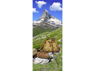 Textilbanner Wandern/Matterhorn 75 x 180cm, grün/blau Schlauchnaht oben+unten