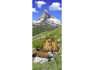 Textilbanner Wandern/Matterhorn 75 x 180cm, grün/blau Schlauchnaht oben+unten