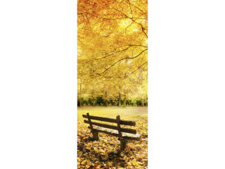 Textilbanner Herbst-Bank, 75x180cm, orange/bunt, Schlauchnaht oben+unten