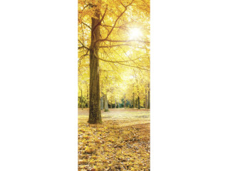 Textilbanner Herbst-Baum, 75 x 180cm, orange/bunt, Schlauchnaht oben+unten