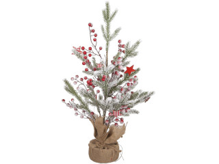 Tanne "Winter-Xmas" in Jutem grün/weiss/rot, H 60cm, Ø 30cm