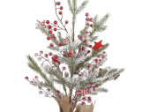 Tanne "Winter-Xmas" in Jutem grün/weiss/rot, H 60cm, Ø 30cm
