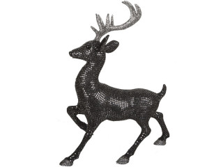Hirsch "Black Magic" gehend, schwarz/silber, B 33 x T 13 x H 44cm