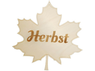 Display 2D "Blatt mit Text Herbst", natur, MDF 3mm, B 40 x H 40cm, zum Hängen