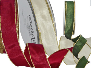 Band "Weihnachts-Basic" mit Goldkante, versch. Farben und Breiten