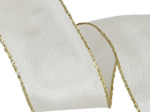 Band "Weihnachts-Basic" mit Goldkante, creme/gold, 40mm x 25m