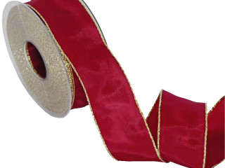 Band "Weihnachts-Basic" mit Goldkante, karminrot/gold, 40mm x 25m