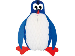 Pinguin zum Hängen weiss/blau/rot, Papier, schwer entflammbar, H 66cm