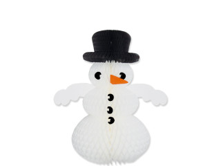 Schneemann zum Hängen weiss/schwarz, Papier, schwer entflammbar, H 36cm