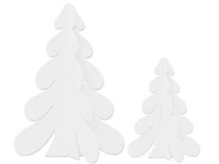 Schneetannen-Hänger 3D weiss, Karton, schwer entflammbar, versch. Grössen
