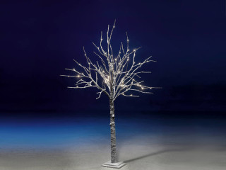 Baum braun beschneit mit LEDs, warmweiss, für Innen, h 160cm