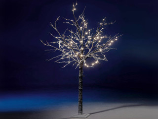 Baum braun beschneit mit LEDs, warmweiss, für Innen, h 210cm
