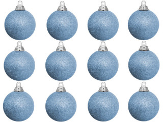 boule de Noël B1 scintillant bleu pigeon, Ø 6cm, 12 pcs.