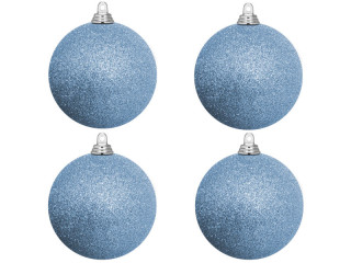 Weihnachtskugel B1 glitter taubenblau, Ø 10cm, 4 Stück