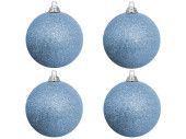 christmas ball B1 glitter powder blue, Ø 10cm, 4 pcs.