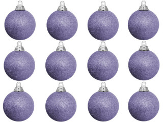 boule de Noël B1 scintillant lavande, Ø 6cm, 12 pcs.