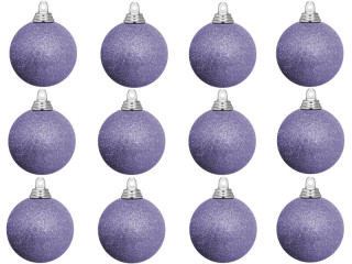christmas ball B1 glitter lavender, Ø 6cm, 12 pcs.