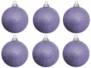 boule de Noël B1 scintillant lavande, Ø 8cm, 6 pcs.
