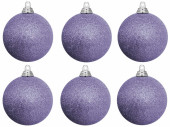christmas ball B1 glitter lavender, Ø 8cm, 6 pcs.