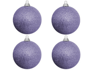 Weihnachtskugel B1 glitter lavendel, Ø 10cm, 4 Stück
