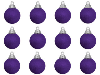 christmas ball B1 glitter purple, Ø 4cm, 12 pcs.
