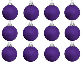 boule de Noël B1 scintillant violet, Ø 6cm, 12 pcs.