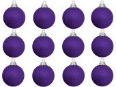 christmas ball B1 glitter purple, Ø 6cm, 12 pcs.