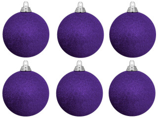 Weihnachtskugel B1 glitter violett, Ø 8cm, 6 Stück