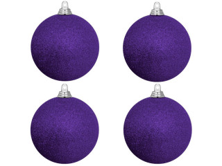 christmas ball B1 glitter purple, Ø 10cm, 4 pcs.