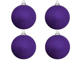 Weihnachtskugel B1 glitter violett, Ø 10cm, 4 Stück