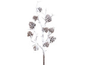 Zweig mit Zapfen beschneit, L 52cm