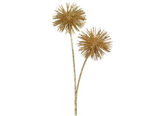 Zweig "2 Glitzerkugeln" gold Kunststoff, L 53cm