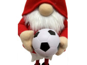 Wichtel Santa Fussball CH rot/weiss, mit Ball, H 42cm