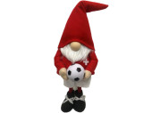 Wichtel Santa Fussball CH rot/weiss, mit Ball, H 42cm