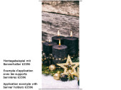 Textilbanner "Kerzen mit Stern" 75 x 180cm, schwarz/gold, Schlauchnaht oben+unten