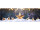 Querbanner "Stern und Kugeln in Schnee" 150 x 50cm, weiss/gold, Schlauchnaht oben+unten