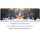 Querbanner "Stern und Kugeln in Schnee" 150 x 50cm, weiss/gold, Schlauchnaht oben+unten