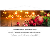 Querbanner "Kugel verziert" 150 x 50cm, rot/gold/braun/grün, Schlauchnaht oben+unten
