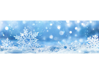 Querbanner "Eiskristalle" 150 x 50cm, blau/weiss, Schlauchnaht oben+unten