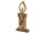 Kerze Holz auf Fuss natur/gold, mit Alu-Flamme, B 15 x h 37 x T 5cm