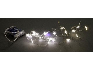 LED-Batterie-Lichterkette Sterne, L 190cm, mit 20 LED weiss, Drahtkabel, für Innen