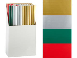 Geschenkpapier "X-Mas" 70 x 200cm, uni, gold/silber/rot/grün, pro Rolle, je nach Vorrat