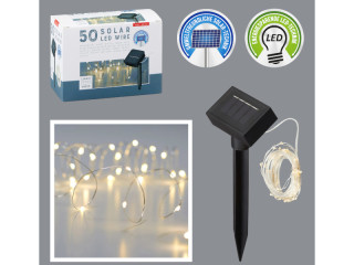 Lichterkette Solar 50 LEDs, warmweiss, L 590cm, IP44, 1m Zuleitung
