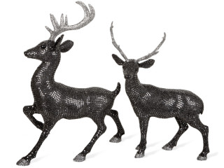 Hirsch "Black Magic" stehend, schwarz/silber, versch. Grössen