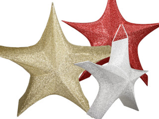 Stern "Deko-Star shining 3D" zum Stellen und Hängen, versch. Grössen und Farben