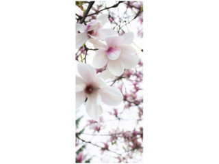 bannière textile "fleurs de magnolia", 75 x 180cm, rose/blanc, couture tubulaire en haut+en bas
